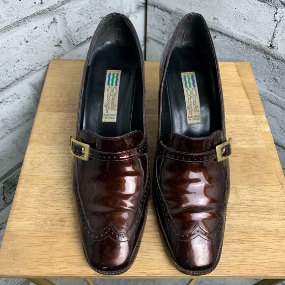 Vintage 90s Arnold Churgin Patent Leather Mid Block Heel Loafer - Picture 4 of 13